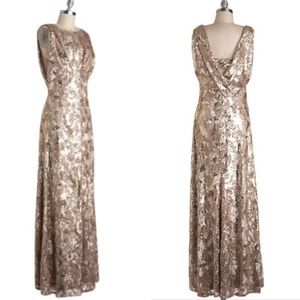 Jessica Simpson Champagne Beaded Gown